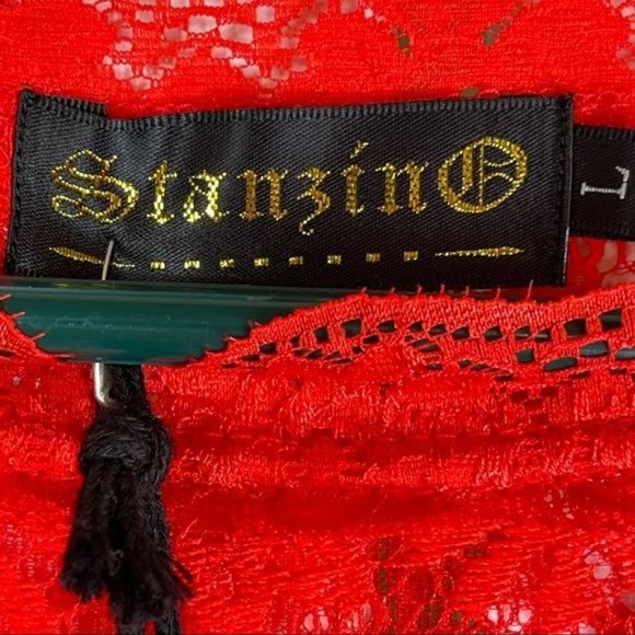 Stanzino Red Floral Lace Cap Sleeve Bodycon Dress Size Large NWT - Picture 6 of 7